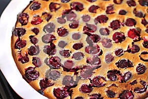 Homemade baked cherry pie cherry clafoutis