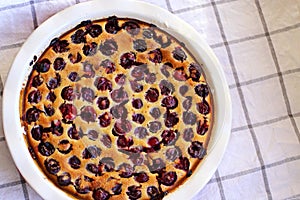 Homemade baked cherry pie cherry clafoutis