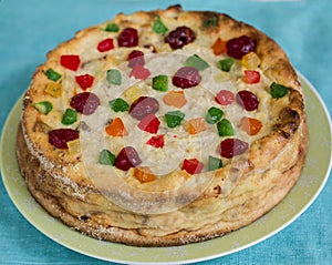 Homemade baking bright fruit cheesecake