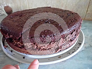 homemade baking of a chocolate cake