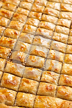 Homemade baklava with nuts and honey