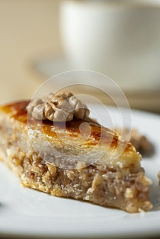 Homemade baklava with nuts and honey