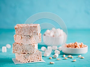 Homemade bars of Marshmallow and crispy rice