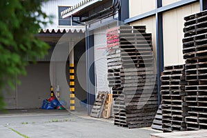 Homemade basketball net in break area