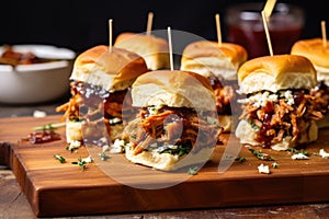 homemade bbq pulled pork sliders on a plate