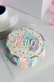 homemade bento cake with cute colored decor, new confectionery trend