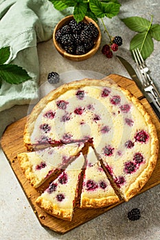 Homemade Berry pie. Sweet pie, tart with fresh blackberry.