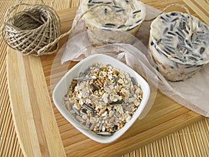 Homemade birdseed dumplings