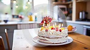 Homemade birthday cake in the English countryside house, cottage kitchen food and holiday baking recipe