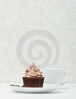 Homemade Birthday Cupcake On A Table. Copy Space.