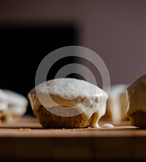 Homemade Bliss: Almond Muffins with Orange Glaze CloseUp