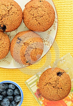 Homemade blueberry bran muffins