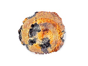 Homemade blueberry muffin isolated on white