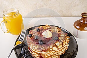 Homemade blueberry pancakes,flapjacks