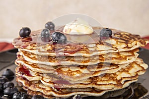 Homemade blueberry pancakes,flapjacks