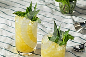 Homemade Boozy Green Chartreuese Swizzle Cocktail