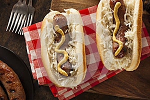 Homemade Bratwurst with Sauerkraut