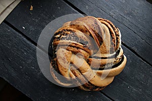 Homemade bread brezel rolls with seeds.