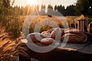 Homemade bread - Concept of natural organic products from the local farm. Generative AI