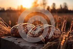 Homemade bread - Concept of natural organic products from the local farm. Generative AI