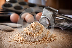 Homemade bread crumbs photo