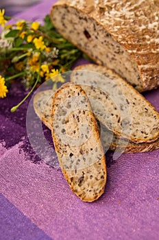 Homemade bread with flowers