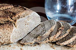 Homemade bread with Khorasan Kamut wheat and rye flour, leavened