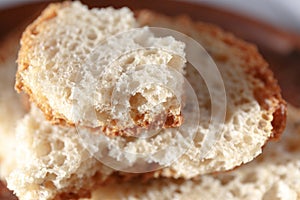 Homemade bread, pieces of broken bread