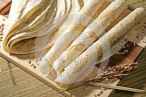 Homemade bread pita, puri, chapati, lavash bread