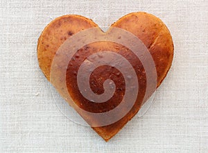 Homemade bread in the shape of heart