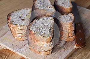 Homemade bread sliced