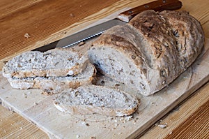 Homemade bread sliced