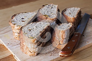 Homemade bread sliced