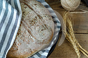 Homemade bread on the wooden table