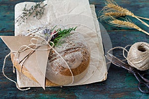 Homemade bread on the wooden table