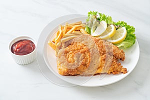 Homemade Breaded Weiner Schnitzel with Potato Chips