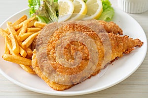 Homemade Breaded Weiner Schnitzel with Potato Chips