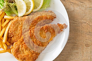 Homemade Breaded Weiner Schnitzel with Potato Chips