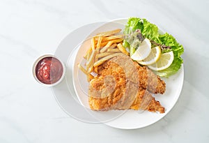 Homemade Breaded Weiner Schnitzel with Potato Chips