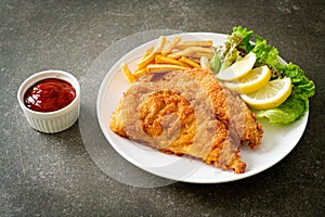 Homemade Breaded Weiner Schnitzel with Potato Chips