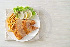 Homemade Breaded Weiner Schnitzel with Potato Chips