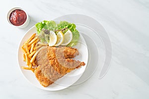 Homemade Breaded Weiner Schnitzel with Potato Chips