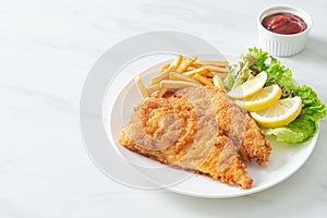 Homemade Breaded Weiner Schnitzel with Potato Chips