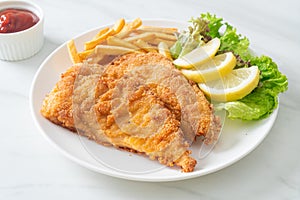 Homemade Breaded Weiner Schnitzel with Potato Chips