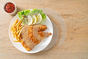 Homemade Breaded Weiner Schnitzel with Potato Chips