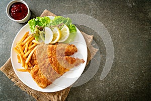 Homemade Breaded Weiner Schnitzel with Potato Chips