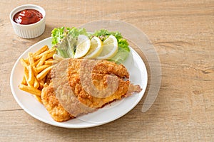 Homemade Breaded Weiner Schnitzel with Potato Chips