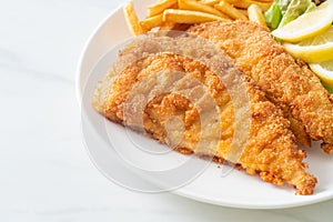 Homemade Breaded Weiner Schnitzel with Potato Chips