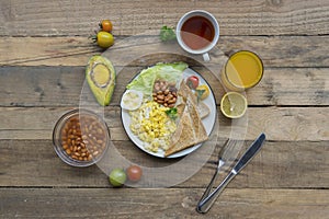 Homemade breakfast served on the table