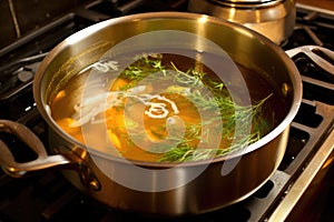 homemade broth simmering in a pot